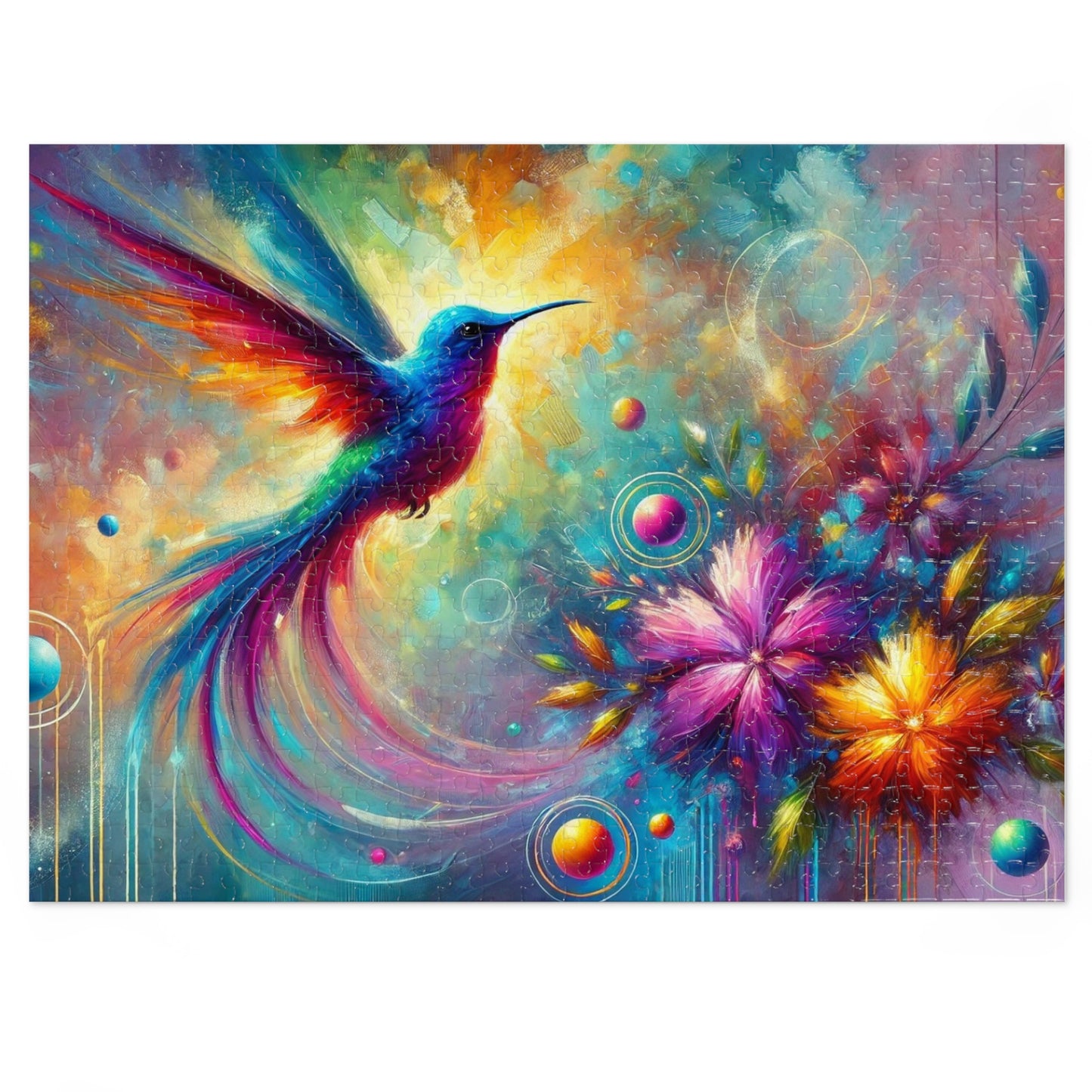 The Radiance of Life: Hummingbird and Flowers