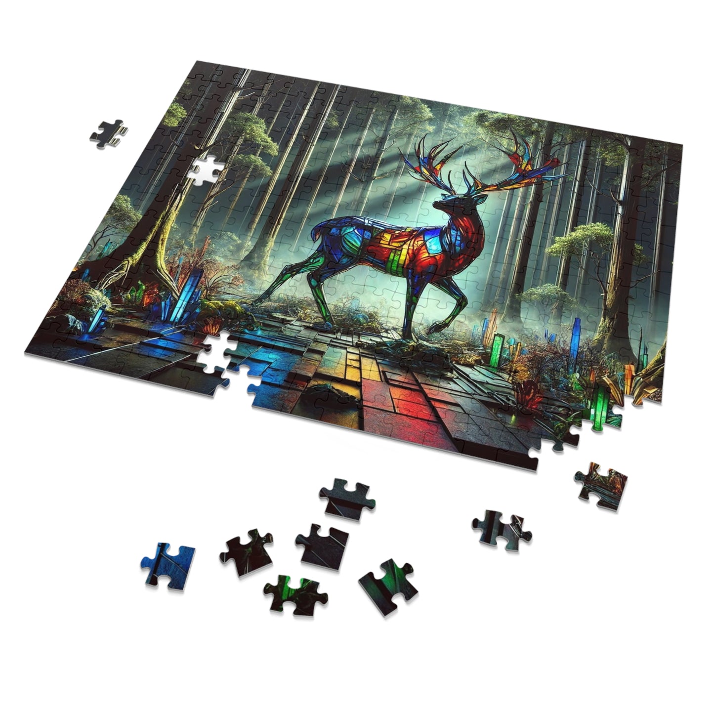 The Luminous Guardian: The Stained Glass Stag in the Silent Forest