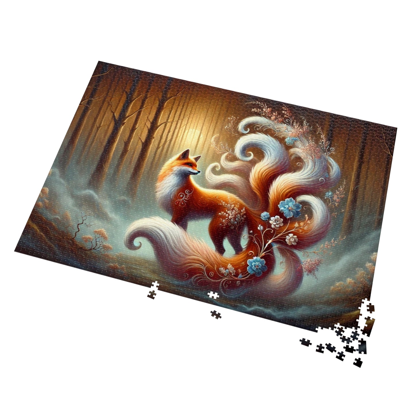 Celestial Bloom: The Nine-Tailed Fox in a Forest of Light