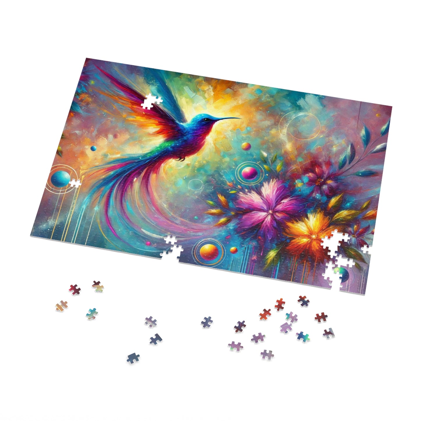 The Radiance of Life: Hummingbird and Flowers
