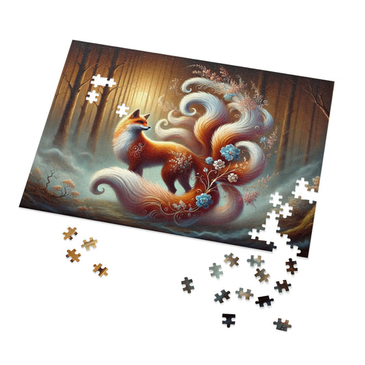 Celestial Bloom: The Nine-Tailed Fox in a Forest of Light