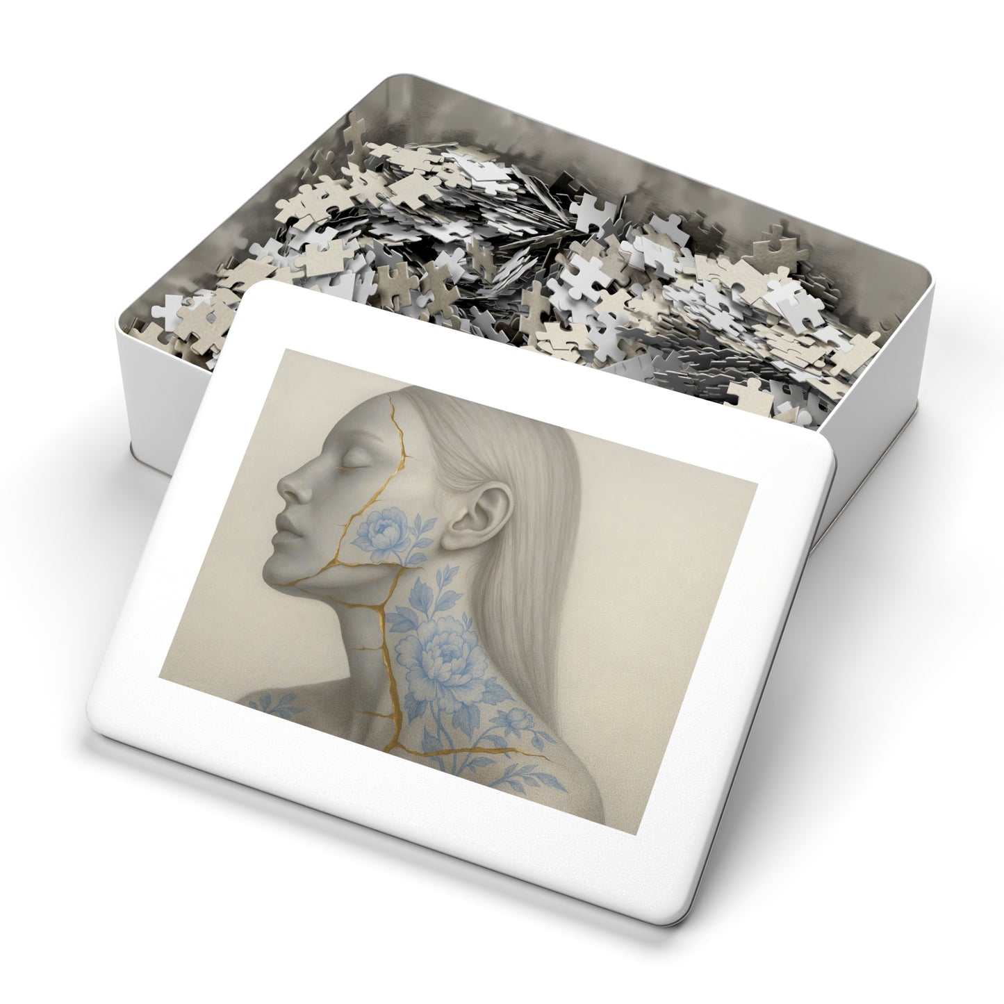 Porcelain Reverie: Kintsugi Peony Profile