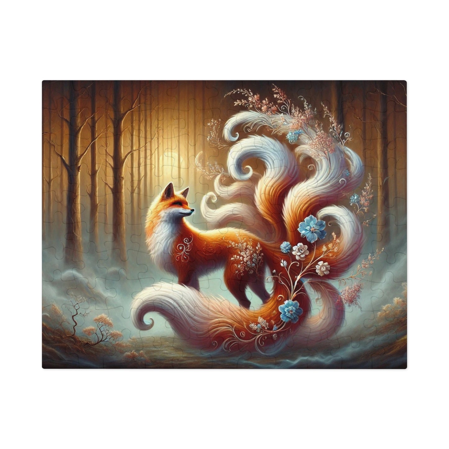 Celestial Bloom: The Nine-Tailed Fox in a Forest of Light