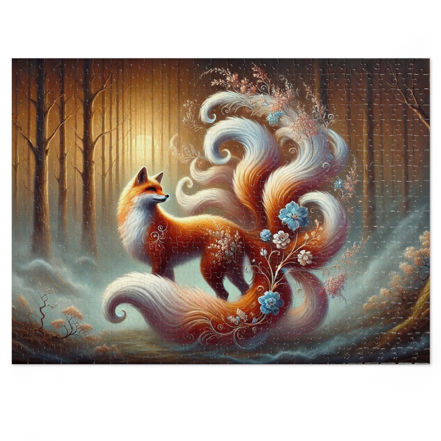 Celestial Bloom: The Nine-Tailed Fox in a Forest of Light