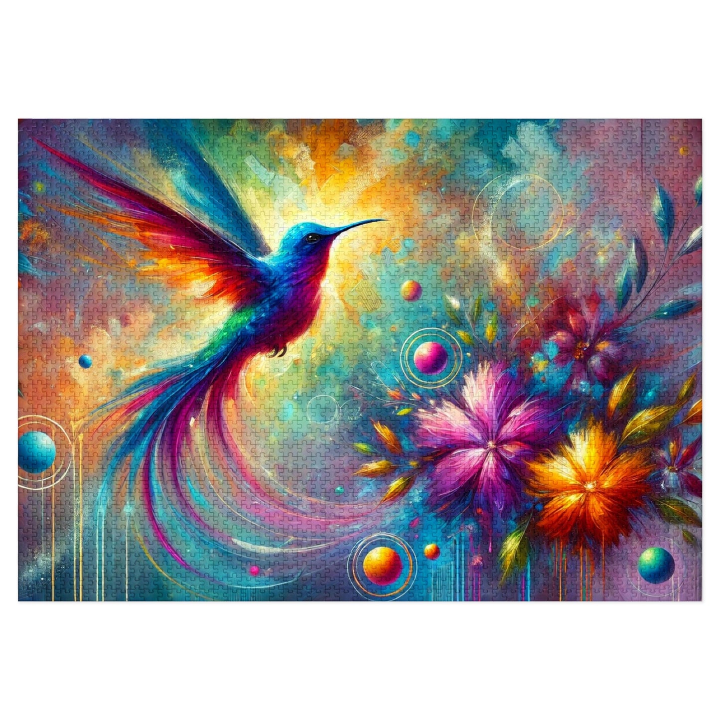 The Radiance of Life: Hummingbird and Flowers
