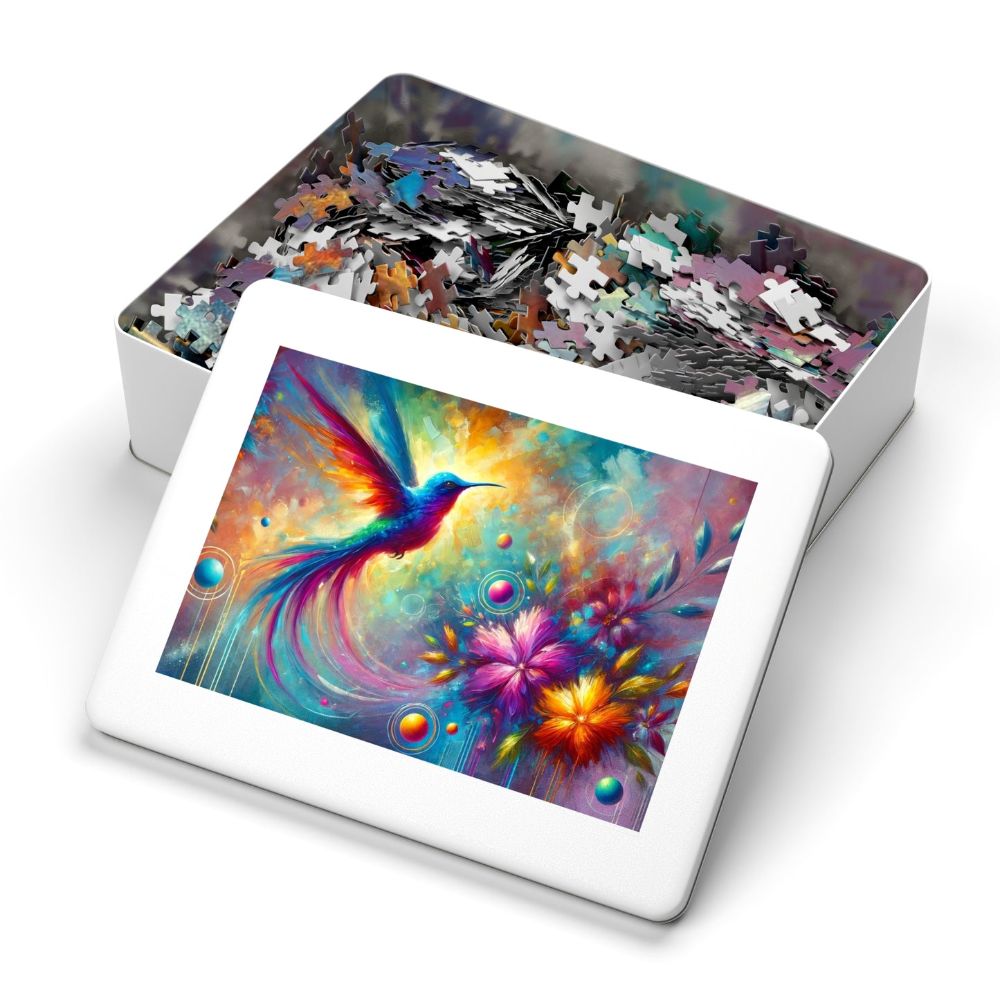 The Radiance of Life: Hummingbird and Flowers