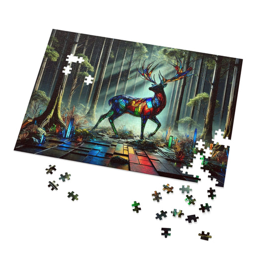 The Luminous Guardian: The Stained Glass Stag in the Silent Forest