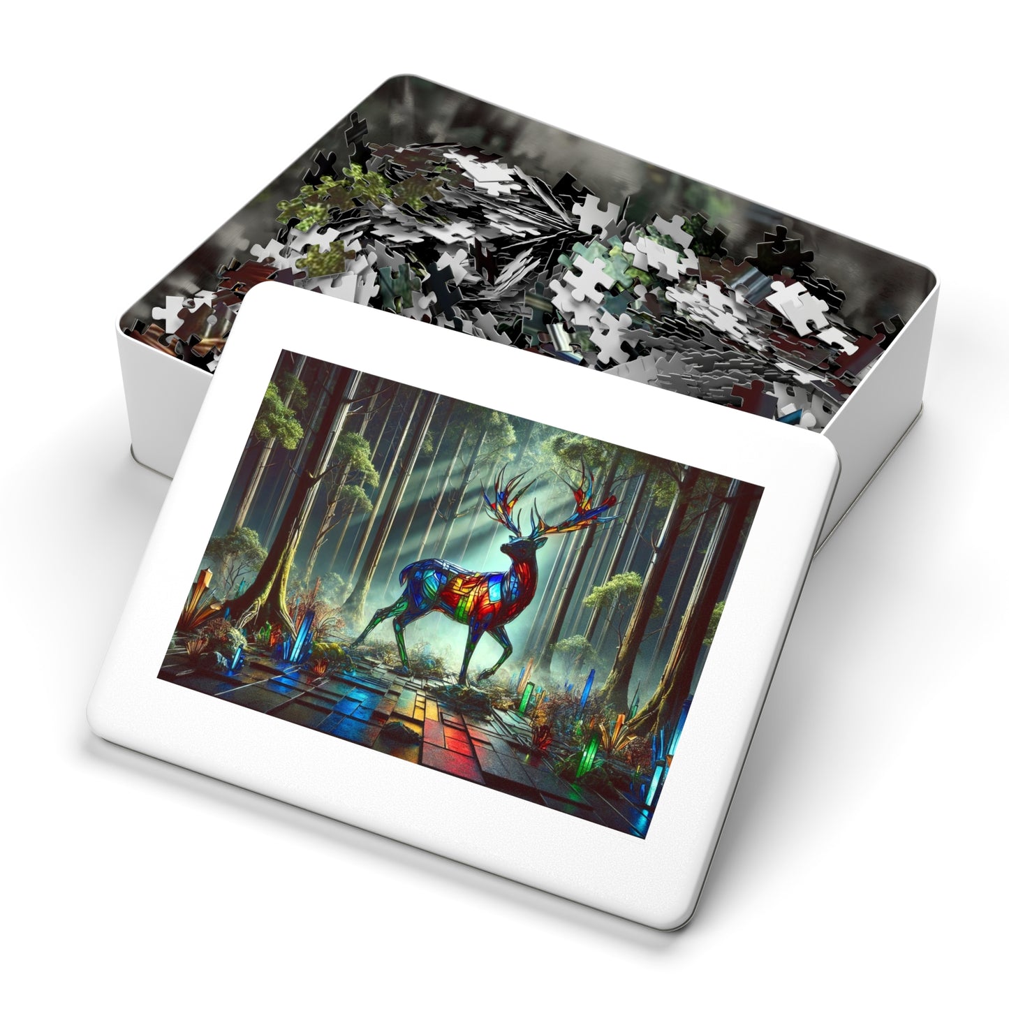The Luminous Guardian: The Stained Glass Stag in the Silent Forest