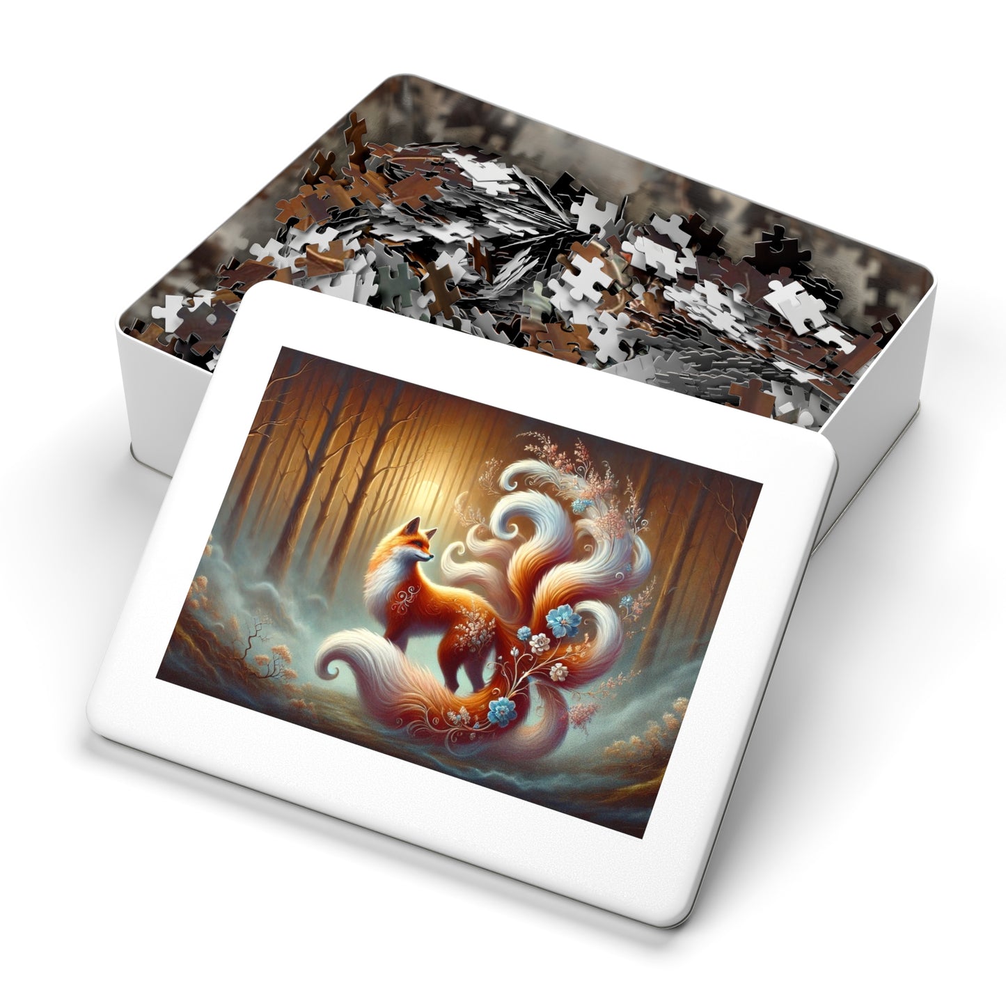 Celestial Bloom: The Nine-Tailed Fox in a Forest of Light