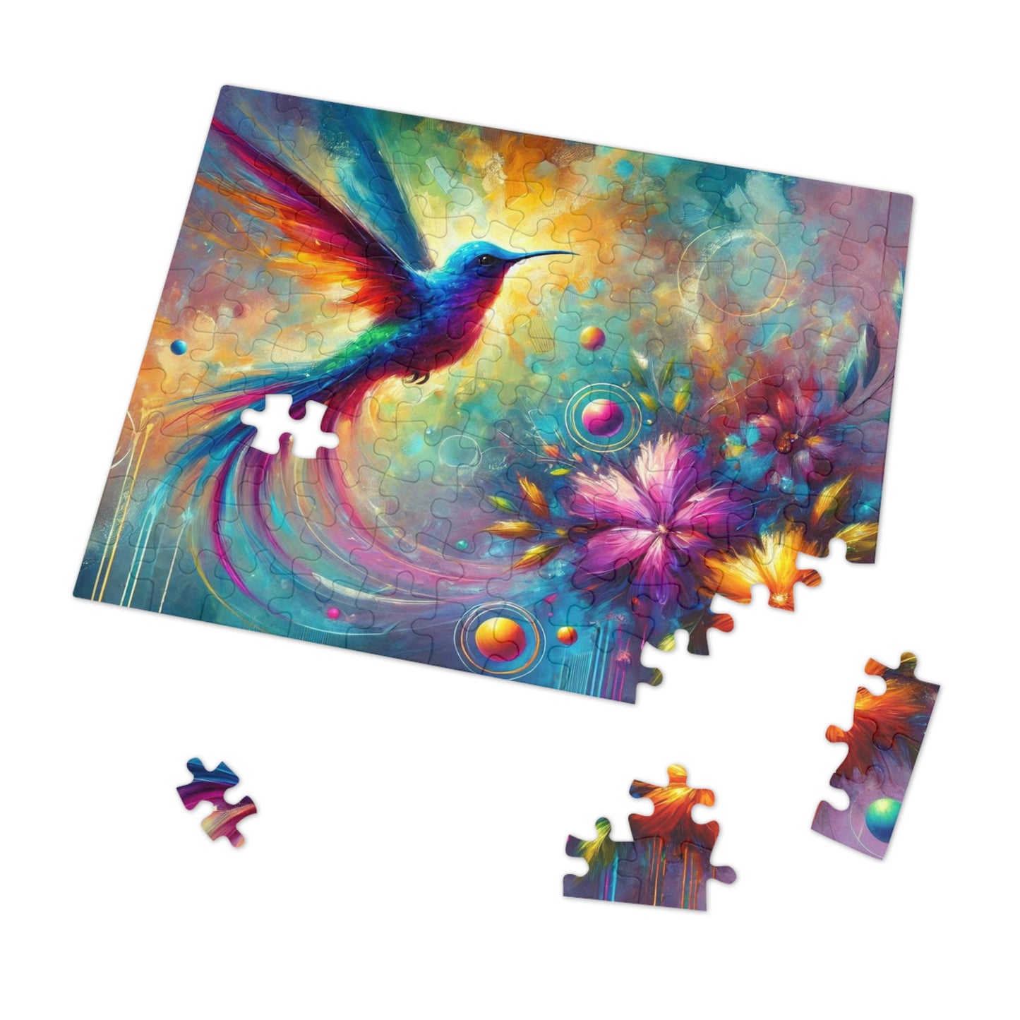 The Radiance of Life: Hummingbird and Flowers