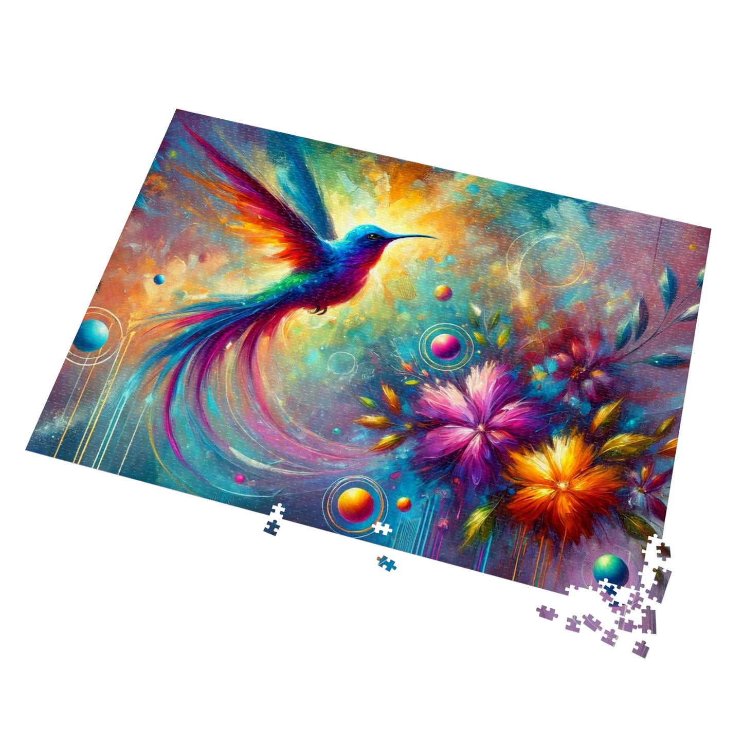 The Radiance of Life: Hummingbird and Flowers