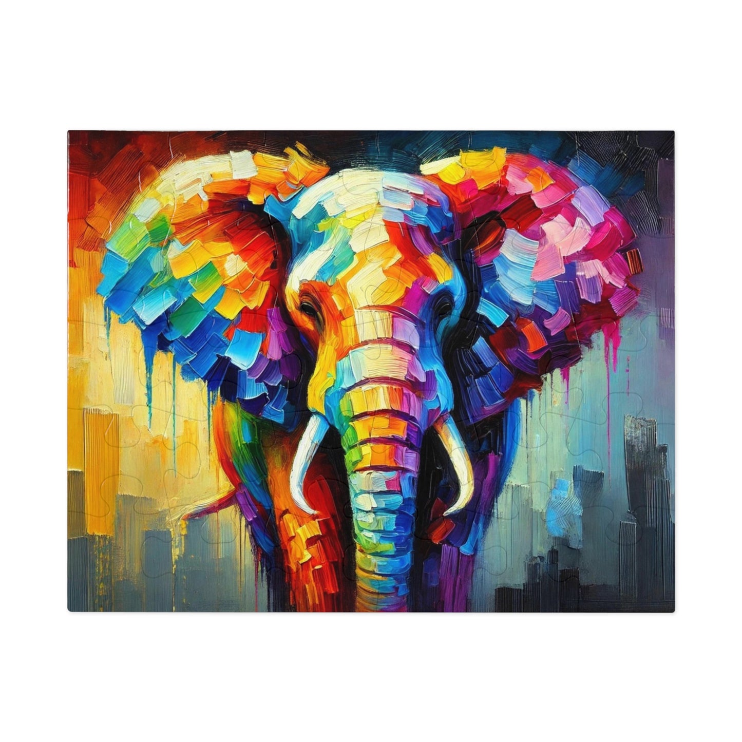 Rainbow Elephant: A Palette Knife Portrait