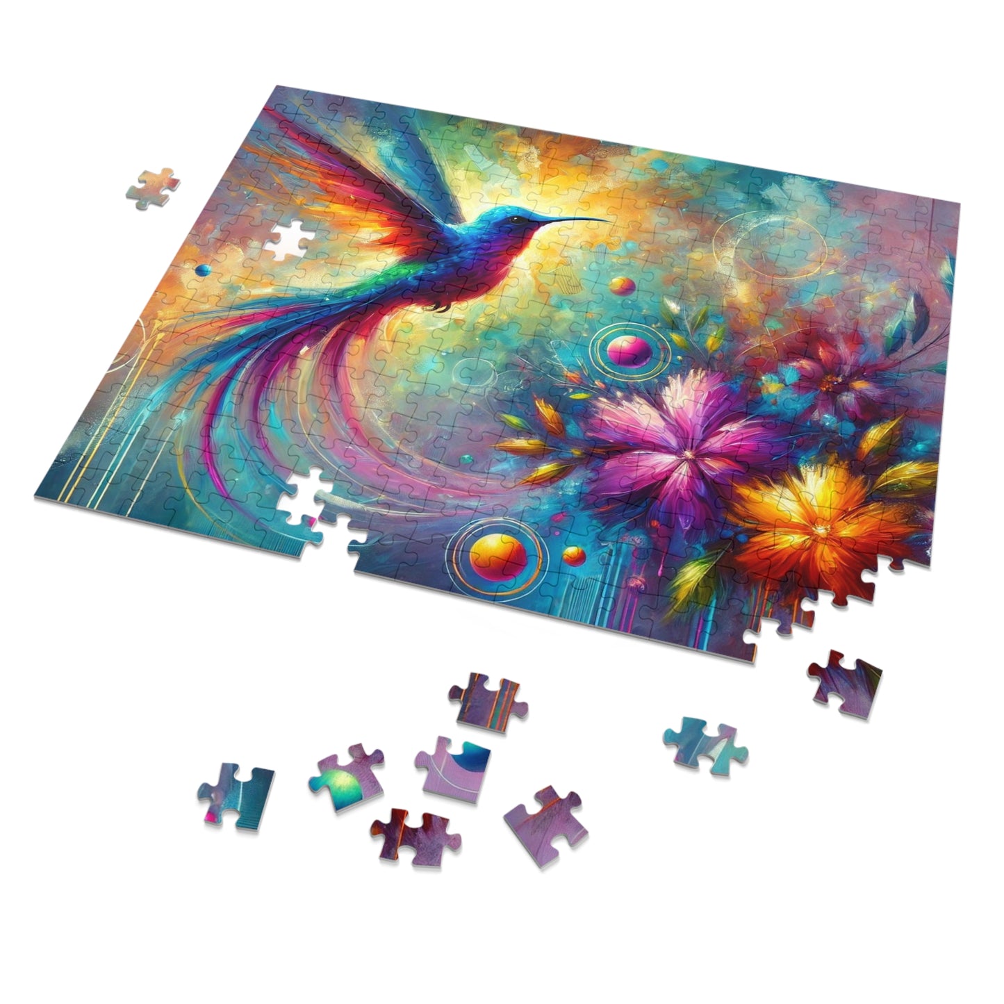 The Radiance of Life: Hummingbird and Flowers