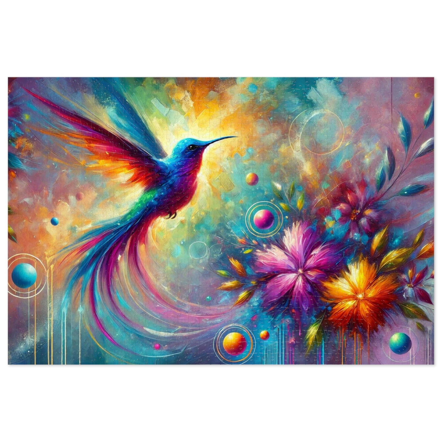 The Radiance of Life: Hummingbird and Flowers