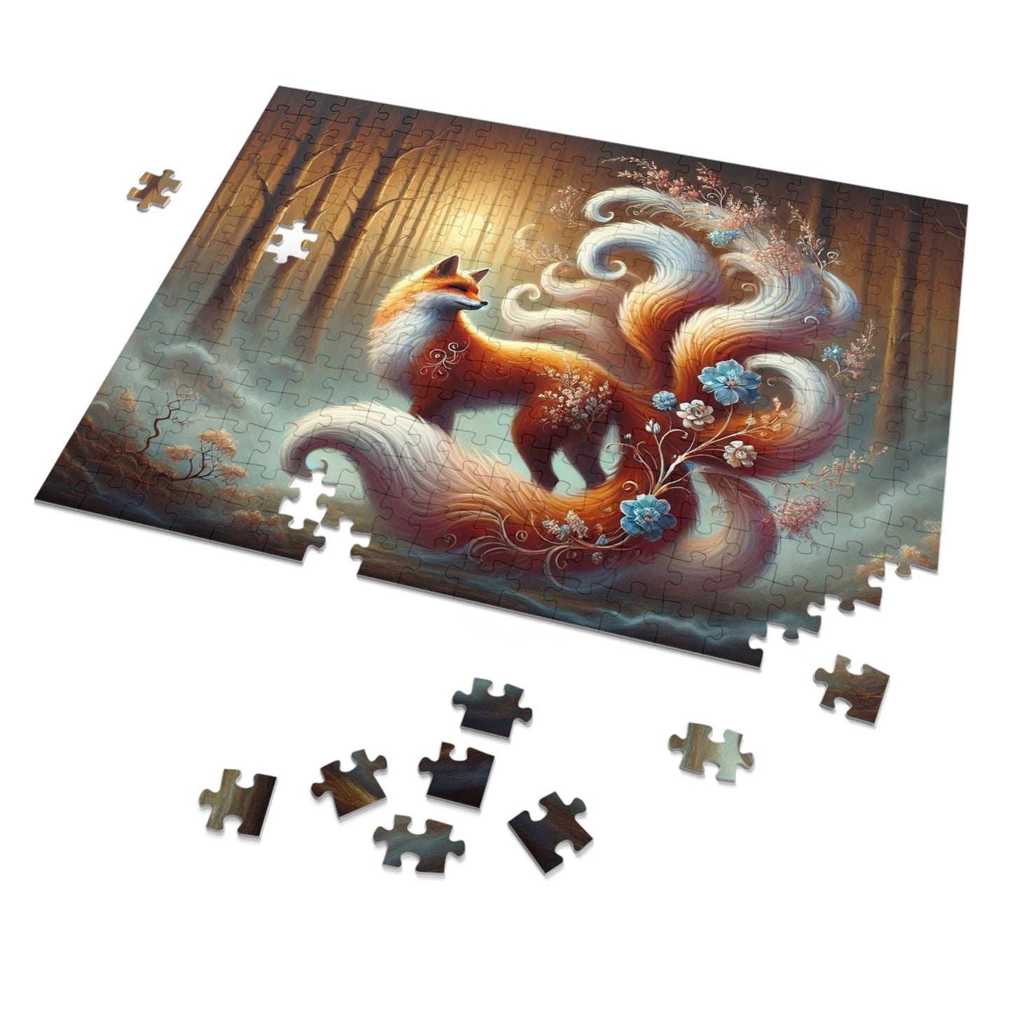 Celestial Bloom: The Nine-Tailed Fox in a Forest of Light