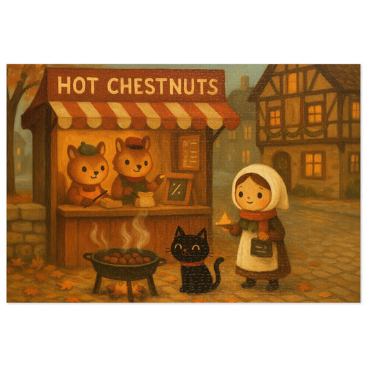 Little Black Cat Journeys: Chestnuts on the Square