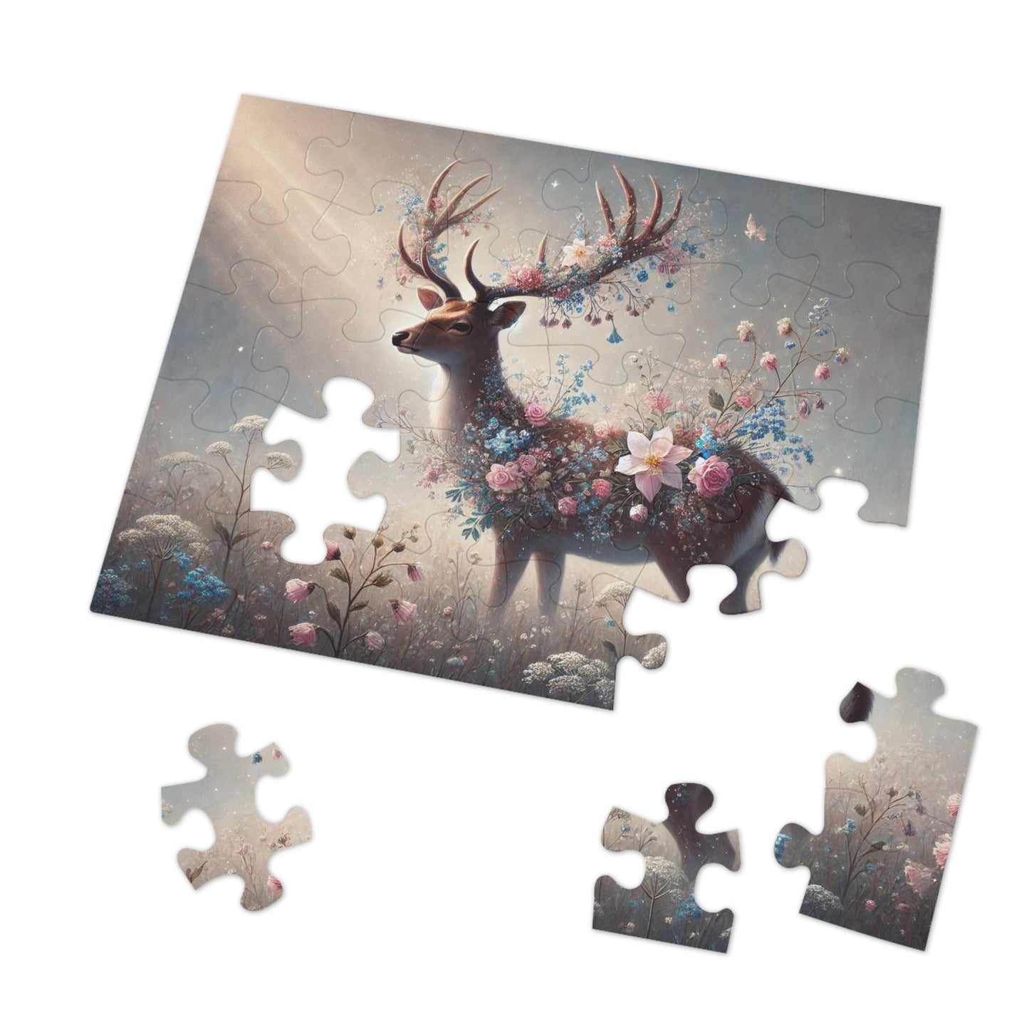 Mystical Deer: A Floral Dream in the Woods