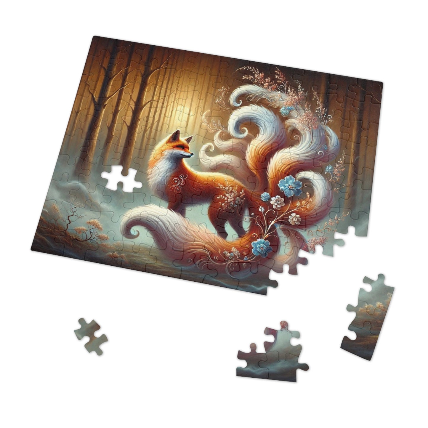 Celestial Bloom: The Nine-Tailed Fox in a Forest of Light