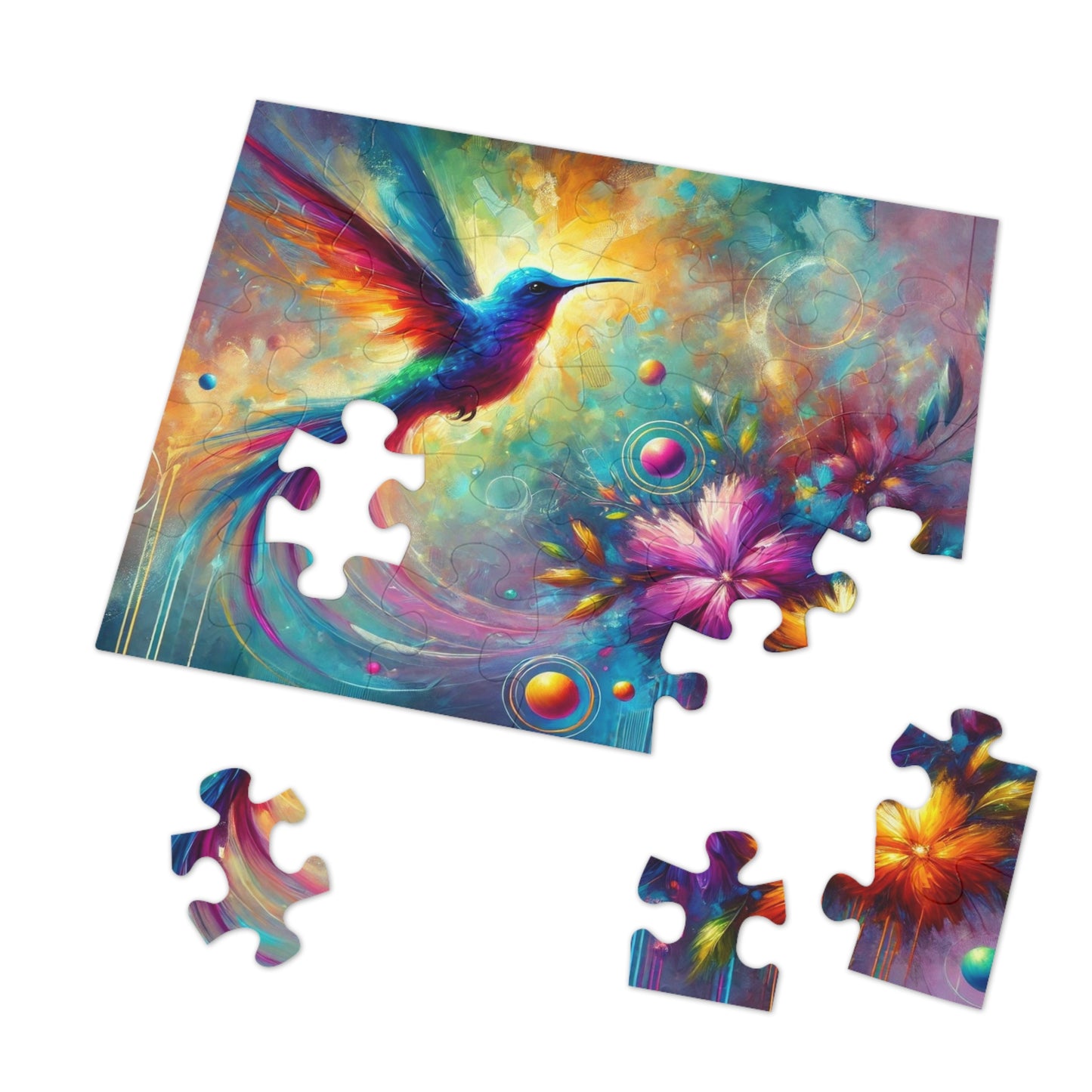 The Radiance of Life: Hummingbird and Flowers