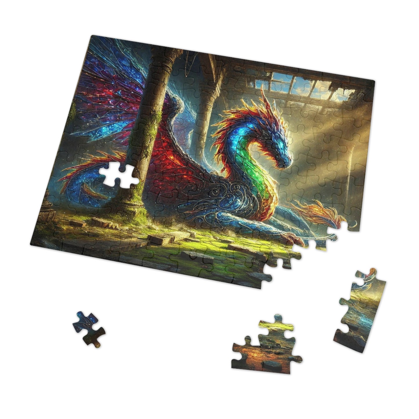 The Luminous Warden: A Dragon Resting Beneath Ruined Skies