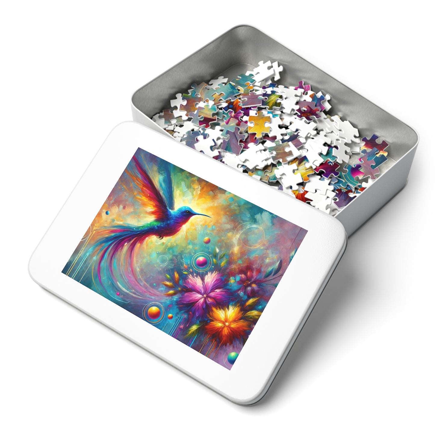 The Radiance of Life: Hummingbird and Flowers