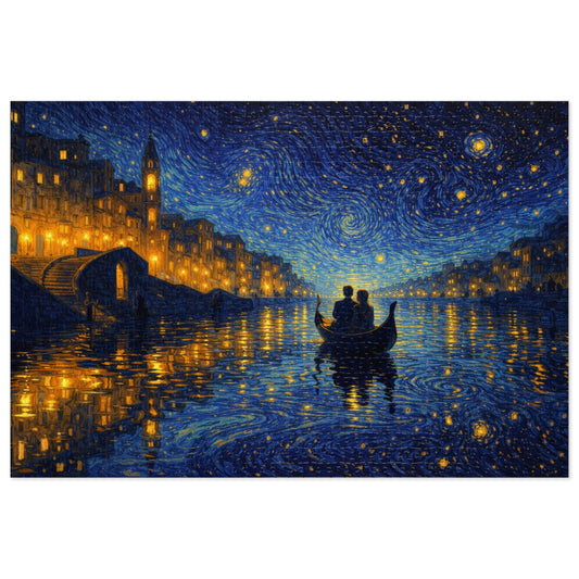 Star-Swirled Gondola: Night on the Golden Canal