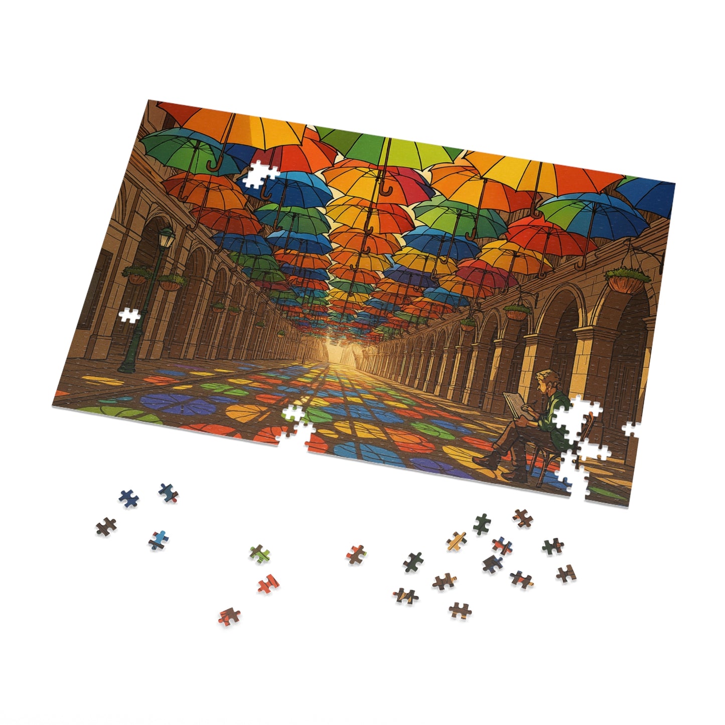 Umbrella Canopy Arcade: A Kaleidoscope of Light and Color