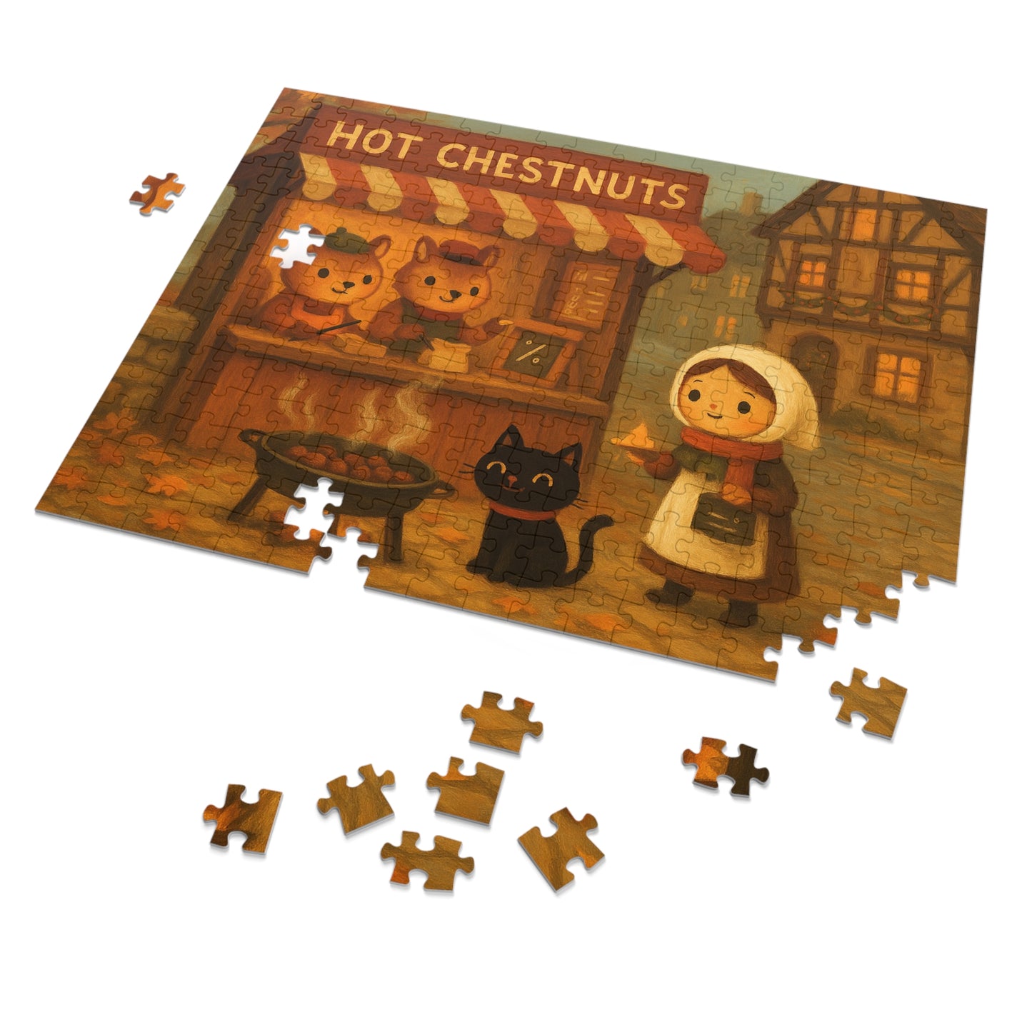 Little Black Cat Journeys: Chestnuts on the Square