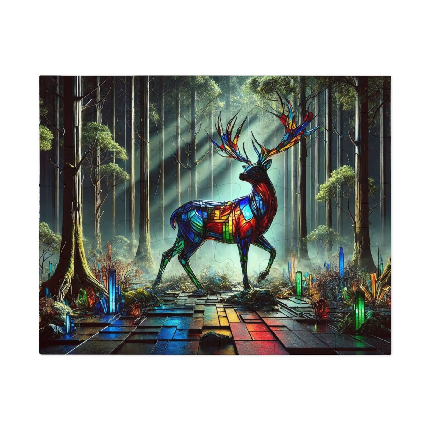 The Luminous Guardian: The Stained Glass Stag in the Silent Forest