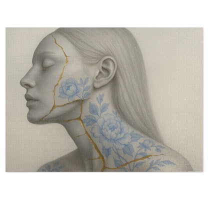 Porcelain Reverie: Kintsugi Peony Profile