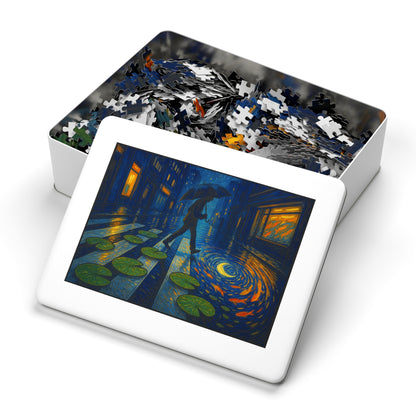 Starry Crosswalk of Lilies: A Surreal Night in the City