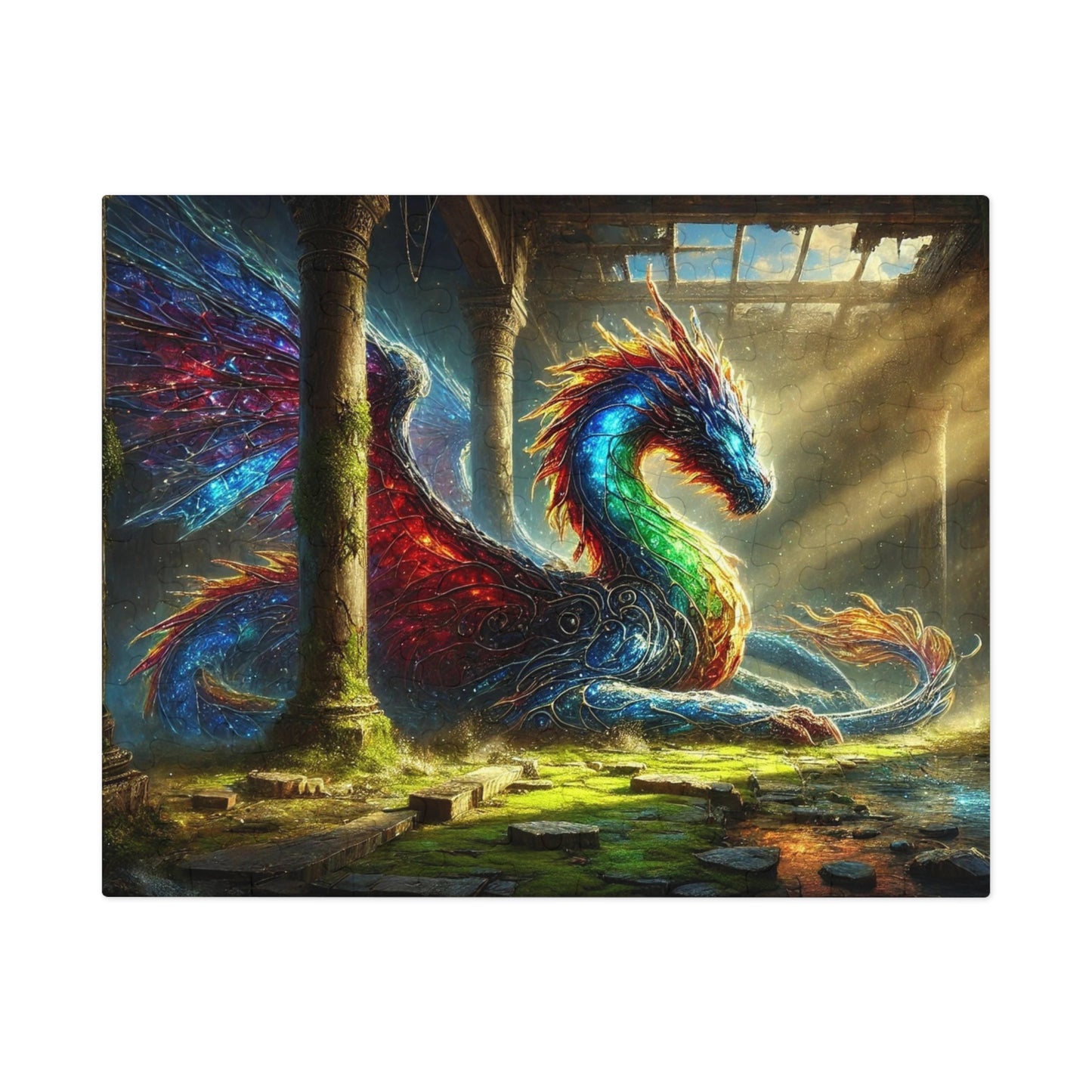 The Luminous Warden: A Dragon Resting Beneath Ruined Skies