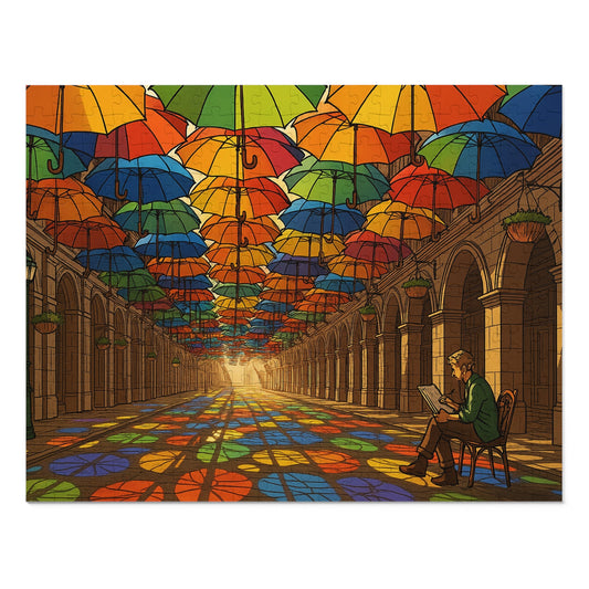 Umbrella Canopy Arcade: A Kaleidoscope of Light and Color