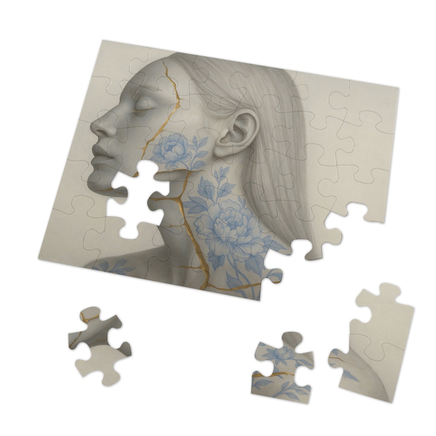 Porcelain Reverie: Kintsugi Peony Profile