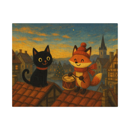 Little Black Cat Journeys: Rooftop Patrol at Dusk