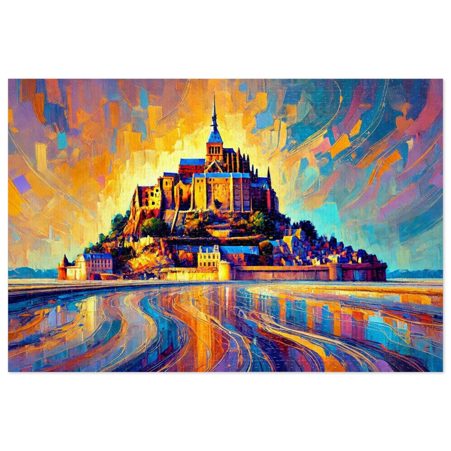 Golden Reflections: The Majesty of Mont Saint-Michel