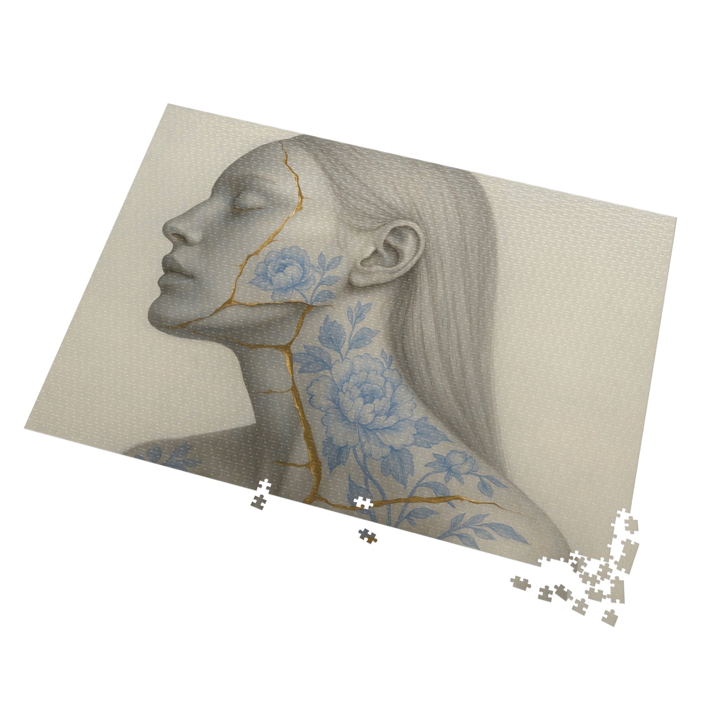 Porcelain Reverie: Kintsugi Peony Profile