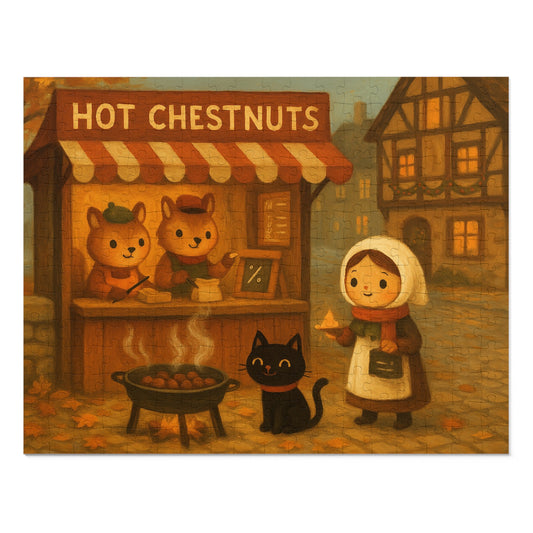 Little Black Cat Journeys: Chestnuts on the Square