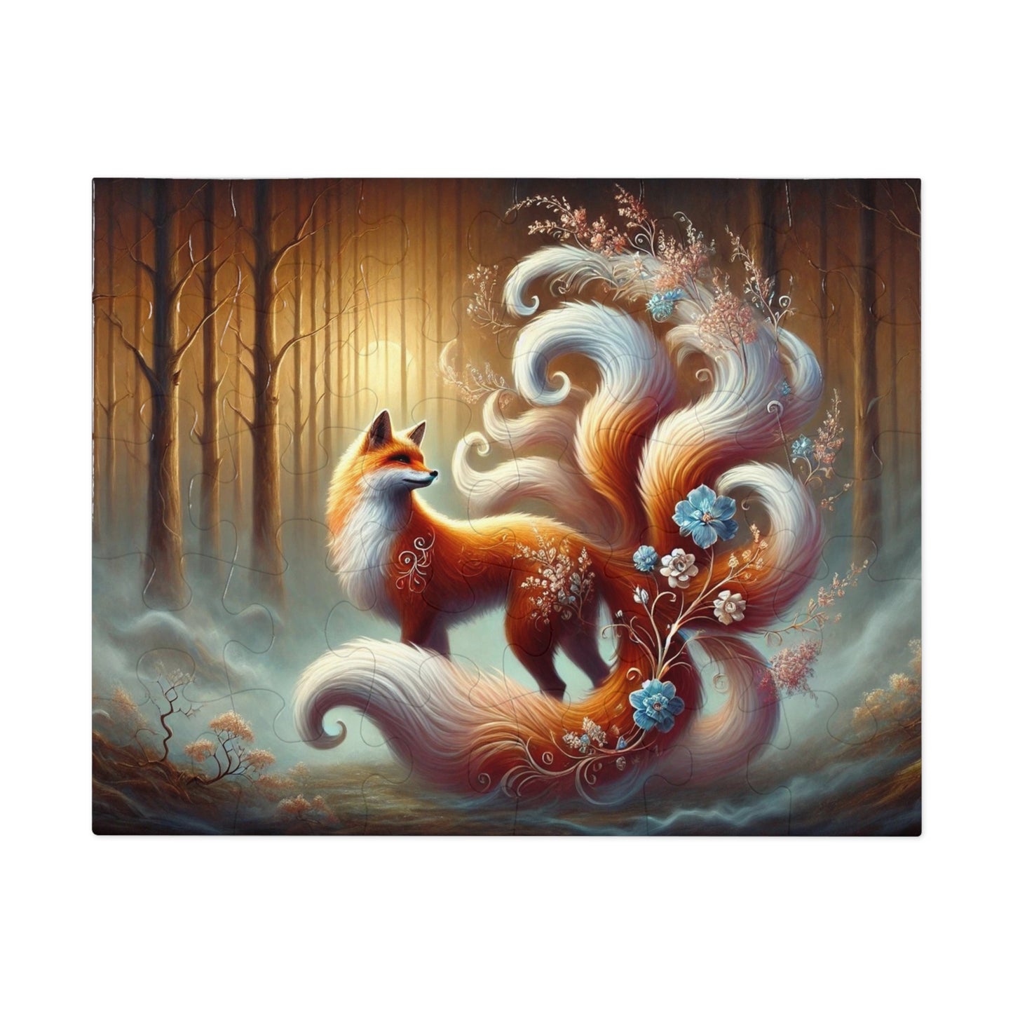 Celestial Bloom: The Nine-Tailed Fox in a Forest of Light