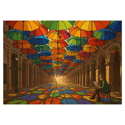 Umbrella Canopy Arcade: A Kaleidoscope of Light and Color