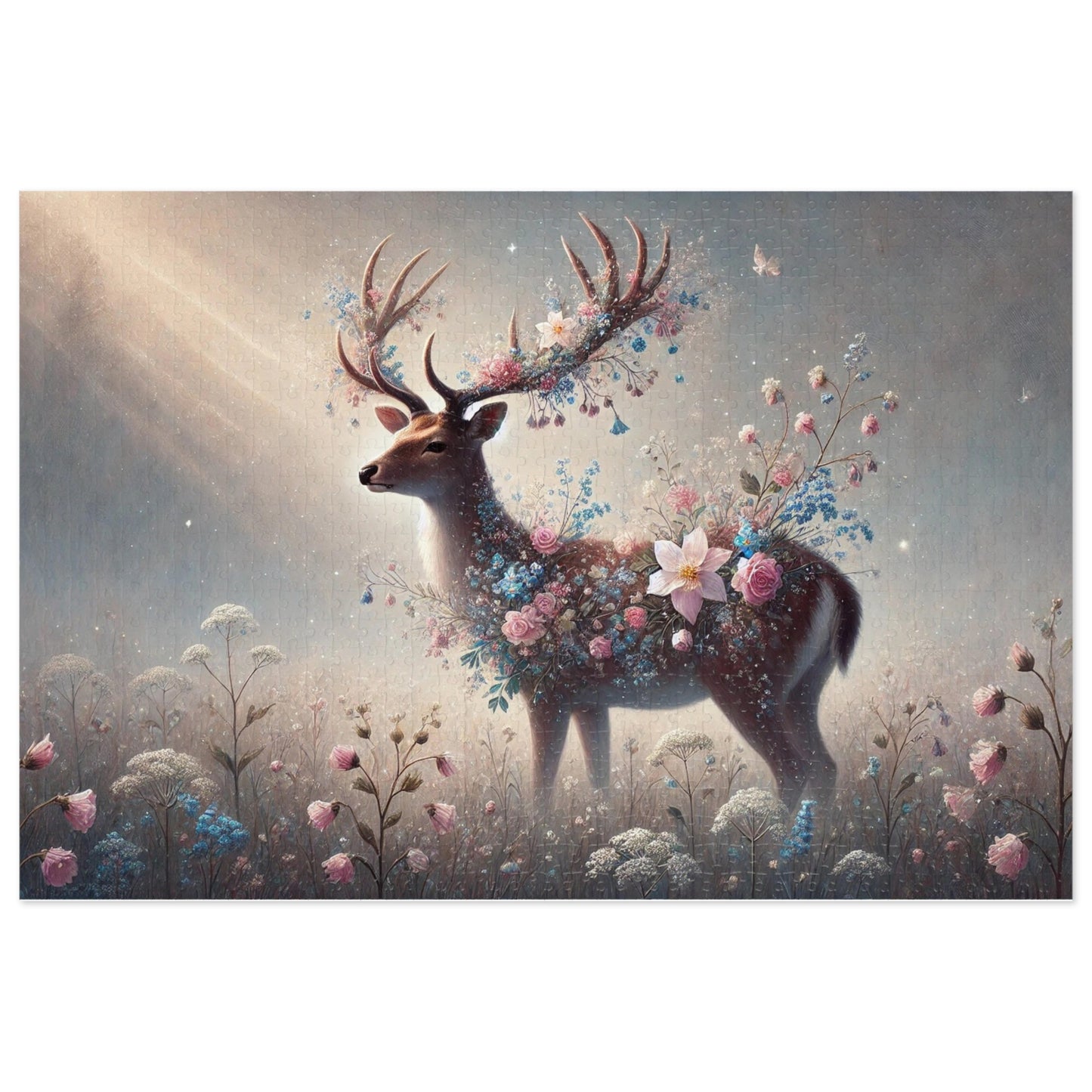 Mystical Deer: A Floral Dream in the Woods