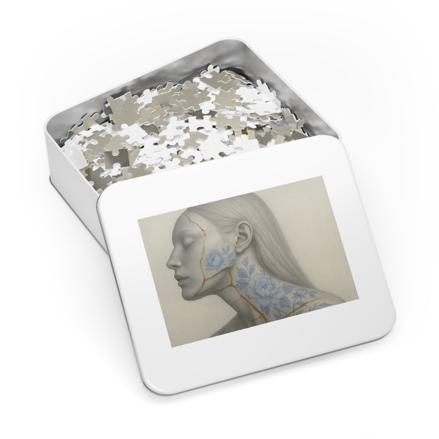 Porcelain Reverie: Kintsugi Peony Profile