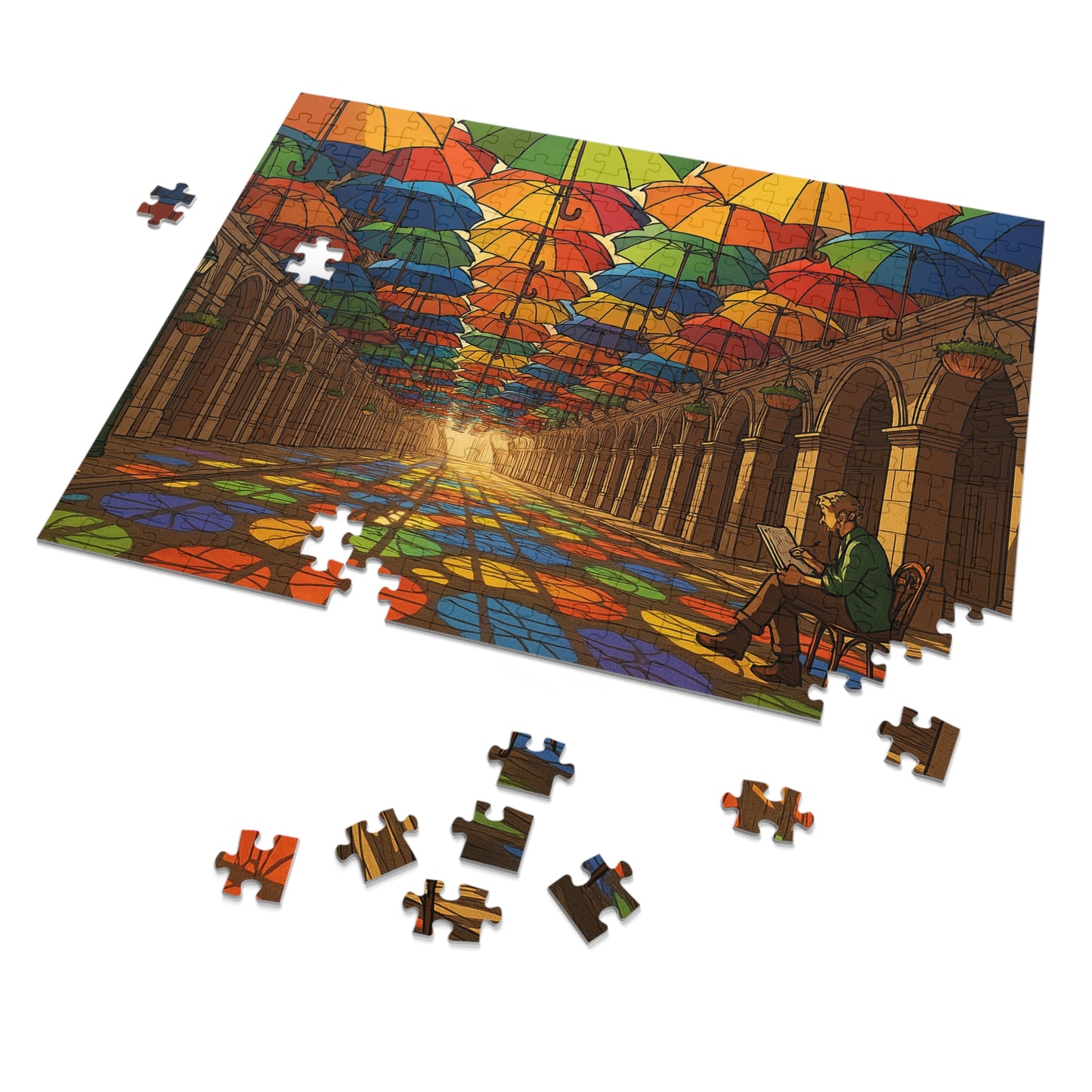 Umbrella Canopy Arcade: A Kaleidoscope of Light and Color