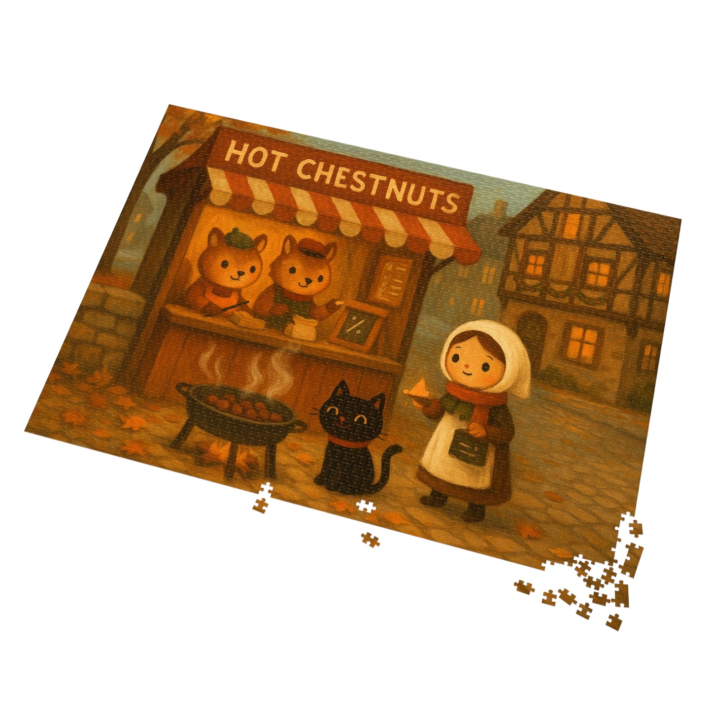 Little Black Cat Journeys: Chestnuts on the Square