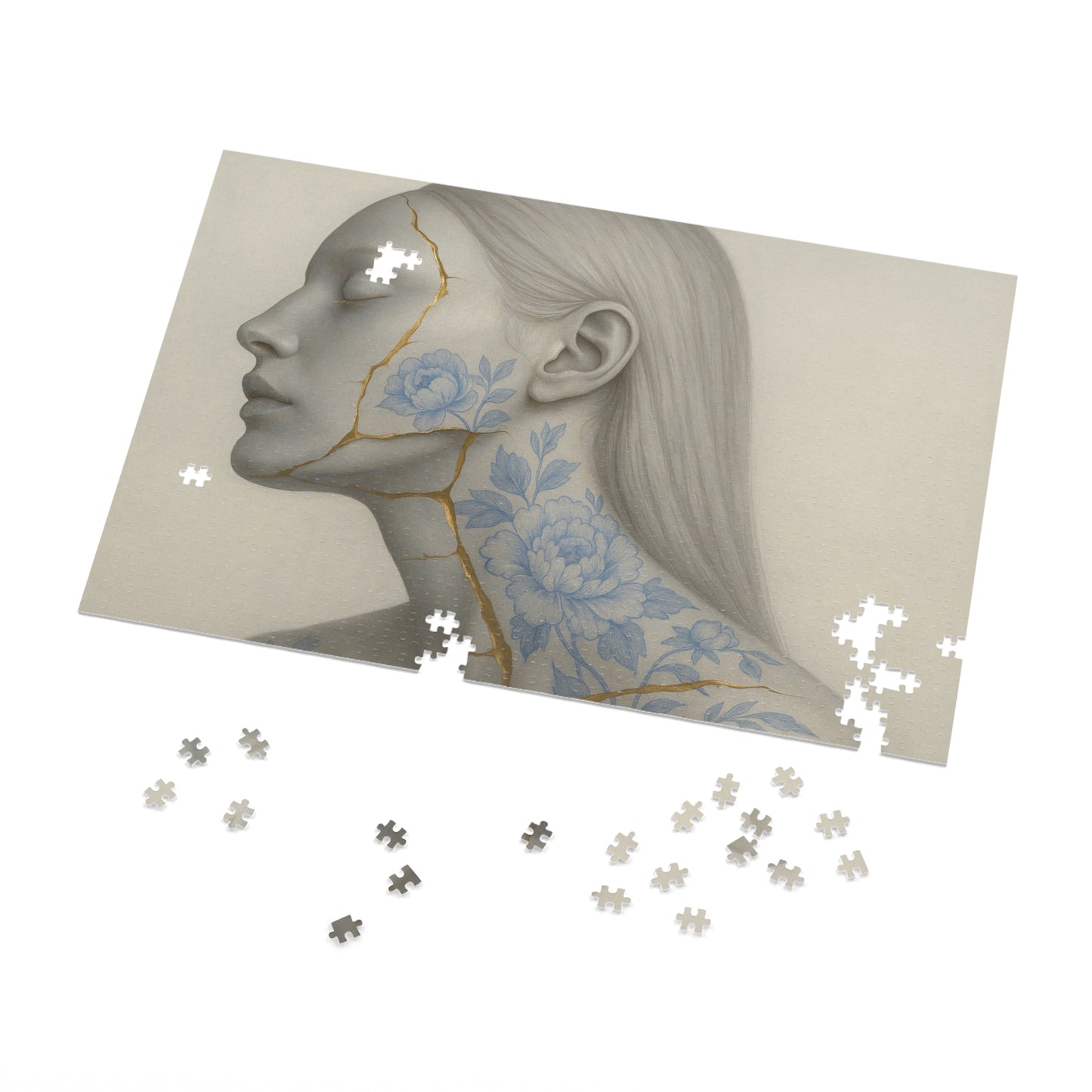 Porcelain Reverie: Kintsugi Peony Profile