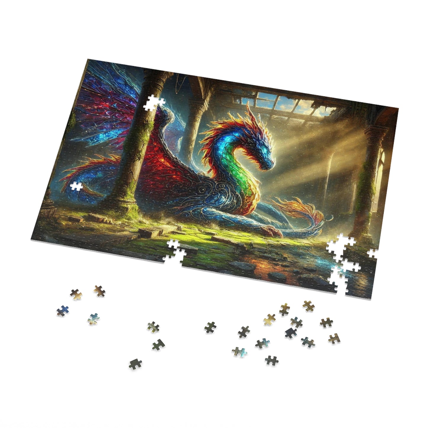 The Luminous Warden: A Dragon Resting Beneath Ruined Skies
