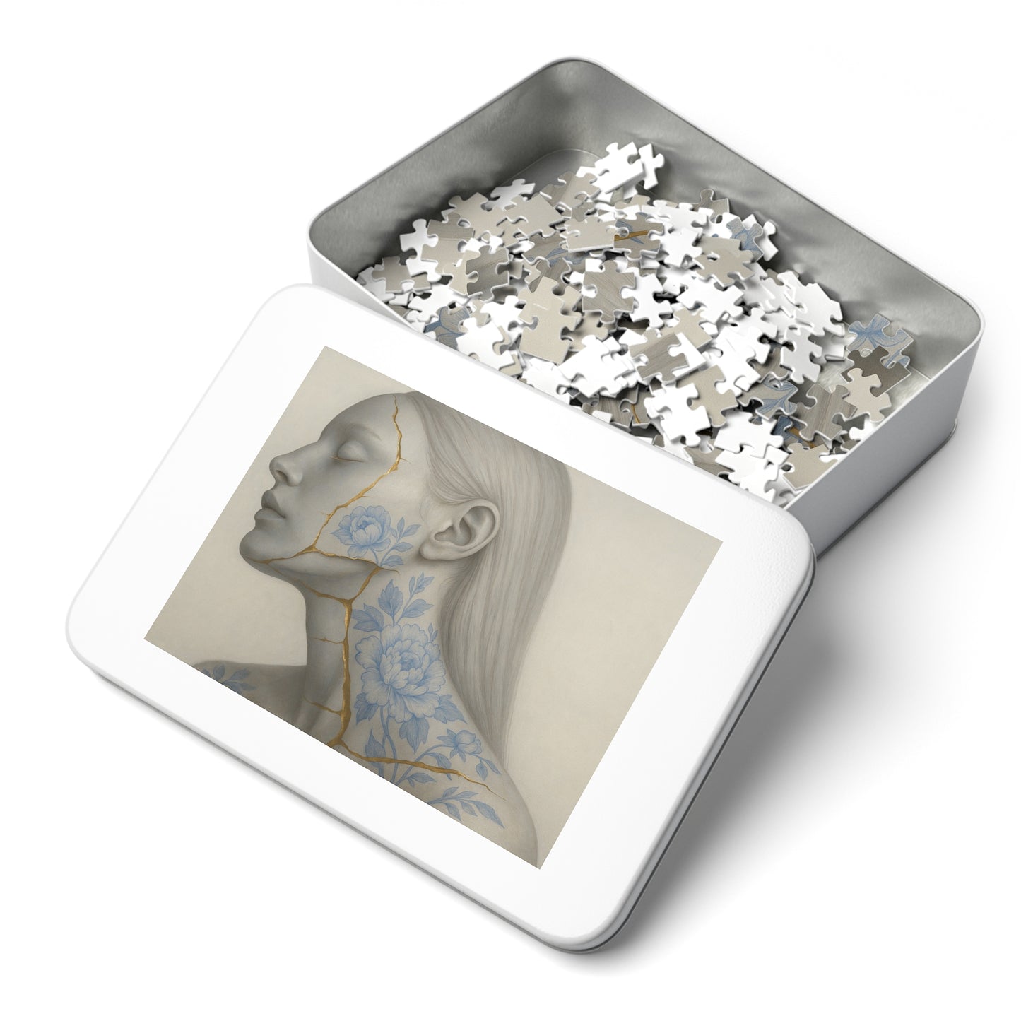 Porcelain Reverie: Kintsugi Peony Profile