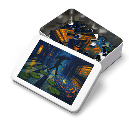 Starry Crosswalk of Lilies: A Surreal Night in the City