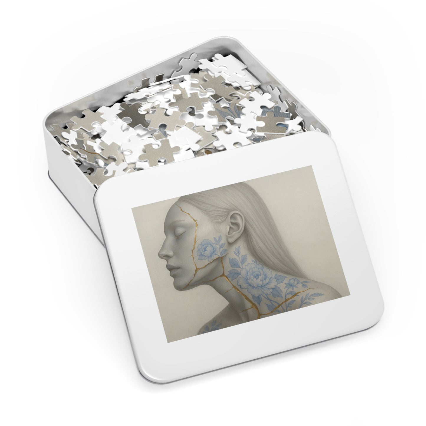 Porcelain Reverie: Kintsugi Peony Profile