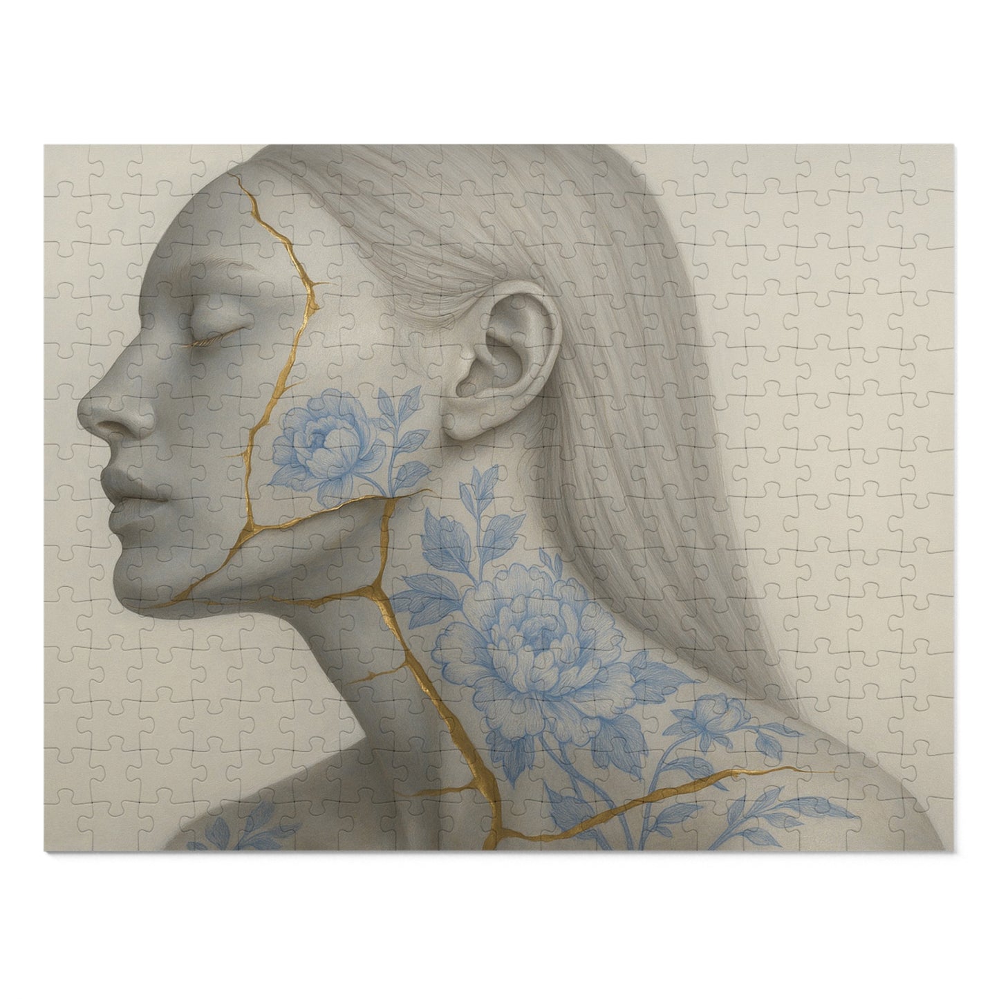 Porcelain Reverie: Kintsugi Peony Profile